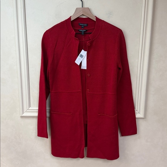 Eileen Fisher Sweaters - New! Eileen Fisher Silk Blend Stand Up Collar Red Sweater Set